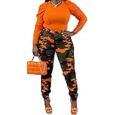OLAMIOSO Woman's Casual Camouflage Camo Cargo Long Pants with Pockets