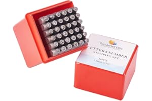 PH PandaHall 36 Pcs Letter and Number Metal Stamp Set, 1/20 inch 1.5mm Alphabet A-Z and Number 0-9 and Symbol, Iron Uppercase Stamps Punch Press Tool for Imprinting on Metal Jewelry Leather Wood