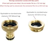 COSORO 2 Pack Garden Hose Tap Connector 3/4in & 1/2in Brass Female Threads view 4