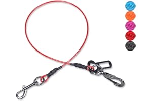 VIVAGLORY Dog Seat Belt Tuffbelt Dog Car Harness, Seatbelt with Clip & Hook for Car Travel, Chew Proof Anti Chew Unchewable Metal Safety Tether Restraint, XL, Red