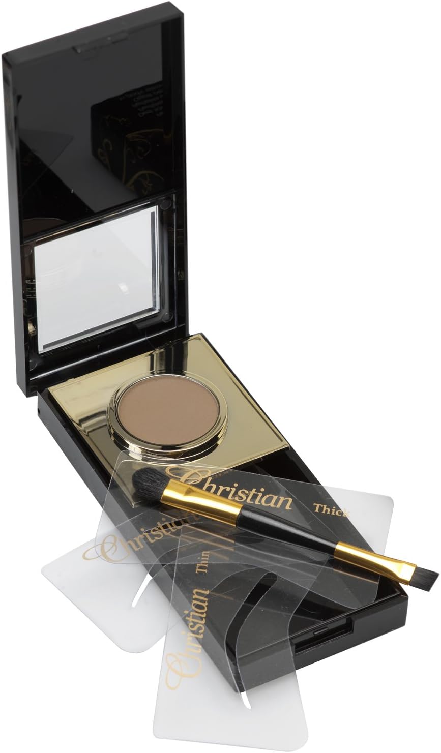 Christian Faye Eyebrow Make-Up Kit Dark Brown Semi Permanent Powder Stencils