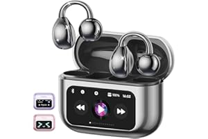 PAXA M100 Clip On Ear Headphones, Open Ear Earbuds Wireless Bluetooth 5.4, Clip On Earbuds with LCD Touchscreen, Lightweight Comfort Open Ear Headphones for Sports, Fitness, and Workouts, Black