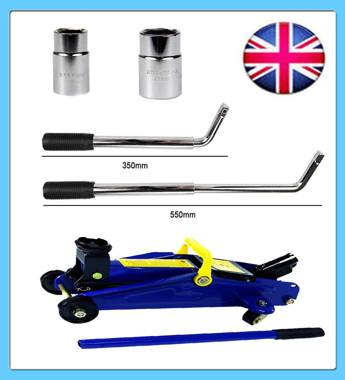 Car Spare Type Kit, Heavy Duty Hydraulic Trolley Floor Jack 2 Ton Lifting + Telescoping Wheel