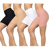 BESTENA 4 Pack Slip Shorts for Under Dress Seamless Smooth Boyshorts Panties Boxer Briefs for Women