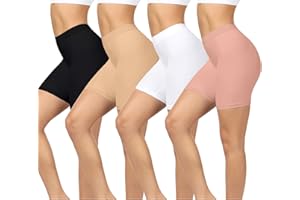 BESTENA 4 Pack Slip Shorts for Under Dress Seamless Smooth Boyshorts Panties Boxer Briefs for Women