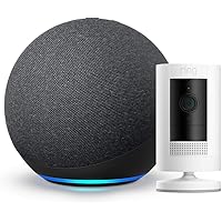 All New Echo 4th Gen with Ring Stick Up Cam Battery White