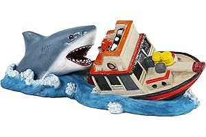Penn-Plax Jaws Officially Licensed Aquarium Decoration – Boat Attack – Safe for Freshwater and Saltwater Fish Tanks – Small