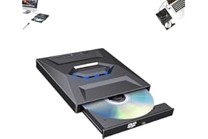 USB CD Drive - 7-in-1 External USB DVD Drive & Blu-Ray Player | USB 3.0 Type-C Portable CD DVD ROM Rw Burner Writer | Compati