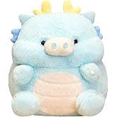 MUPI Cute Dragon Pig Plush Toy Kawaii Stuffed Animals Soft Dinosaur Plush Pillows for Girls Boys Kids Adults, Blue (11 Inch)