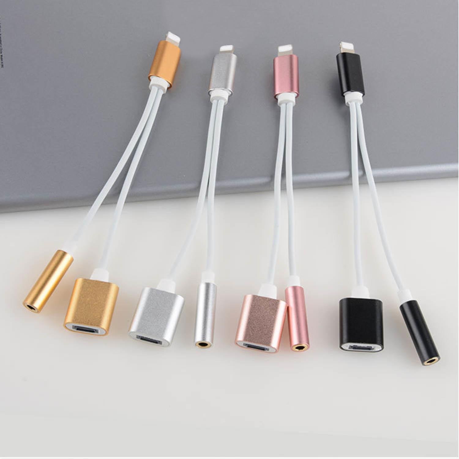 Hello22 3.5mm Audio and Charging Jack 2 in 1 Cable Adapter for iPhone