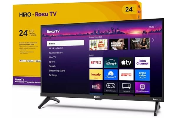 Roku Hiro 24" 720p HD Smart Flat Screen LED TV with Dolby Audio for Streaming, with Wi-Fi, Bluetooth, 60Hz, 3X HDMI Ports - H24C2C4 (Renewed)