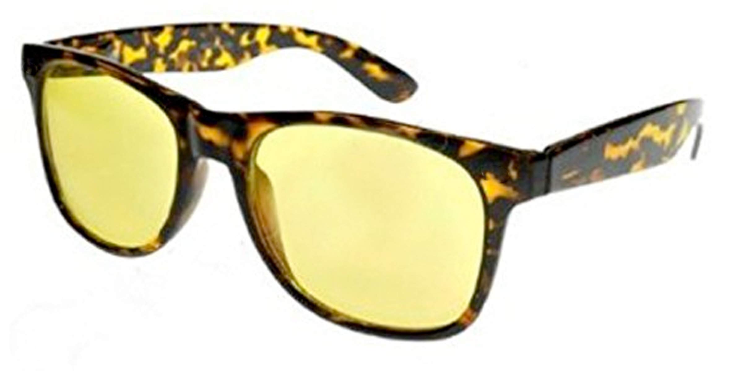 4sold Night Driving Yellow Lens Glasses, Tortoise Shell Brown Frame, Full UV400 Protection. Men, Women, Unisex (tortoise night)