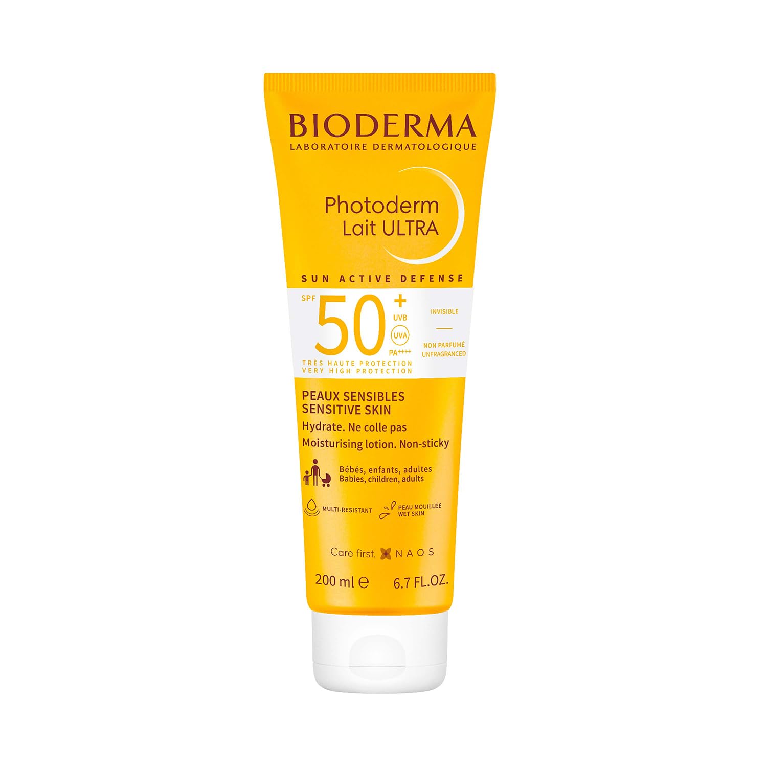 Bioderma Photoderm Lait ULTRA SPF 50+ Very High Protection Sunscreen for Sensitive Skin, Suitable for the Whole Family 200ml