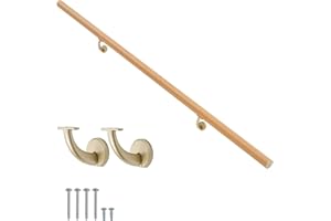 PICESA 10 FT Modern Aluminum Handrail Set, handrails for Indoor Stairs,Deck,Slope, Wall Mounted Staircase handrails, Zink Alloy Brackets Included,Rust Free. (Cherry Wood Grain, 10 FT)