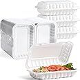 YANGRUI Clamshell Food Containers, Reusable Shrink Wrap 50 Pack 9 x 6 Inch 28 OZ Plastic Hinged To Go Container Microwave Freezer Safe BPA Free MFPP Take Out Boxes