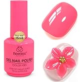 Beetles Hot Pink Gel Polish, Raspberry Mousse, 15ML Pink Gel Nail Polish | Color-Matched Bottle Design, Soak Off UV LED, Long