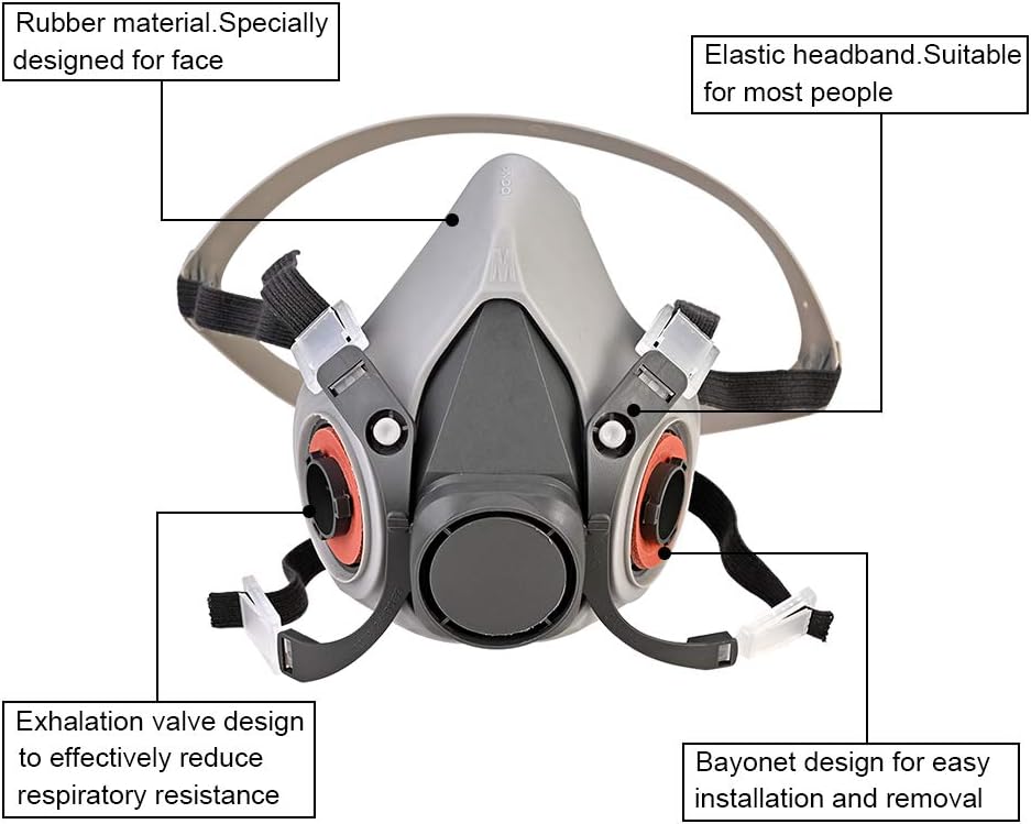 Faburo Respirator Mask, Dust Gas Mask with Filter, Dust Face Cover, Chemical Mask for Dust Organic Vapors - Image 3