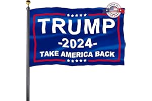 BLESHOPE Trump 2024 Flag 3x5 FT Made in USA-Blue Take America Back Trump Flags Banner for Outside 100D Polyester with 2 Brass Grommets UV protection Fade Resistant for Indoor Outdoor