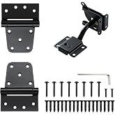Self Closing Gate Hardware Kit, 3.5" Heavy Duty Gate Hinges and Gate Latch | 2 Pack Spring Tee Hinges, 1 Pack Self-Adjusting Gate Latch, Included Screws, Steel, Black, HOME MASTER HARDWARE