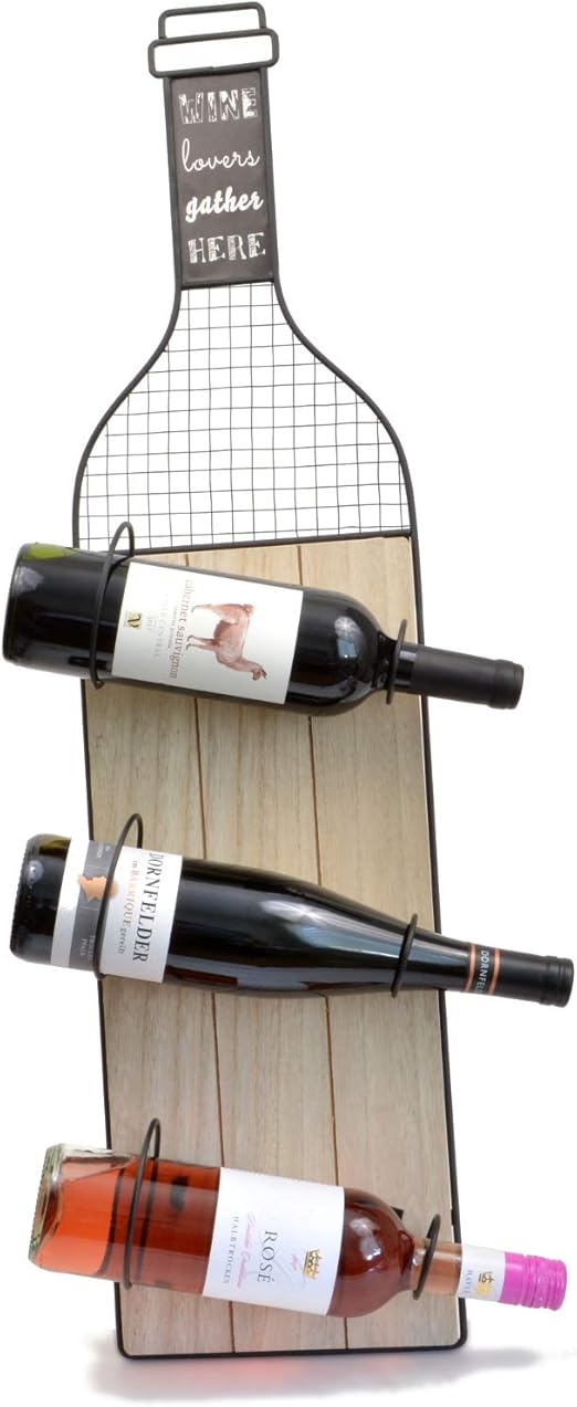 Intrendu Weinregal Fur Drei Flaschen Aus Holz Und Metall 83cm Fur