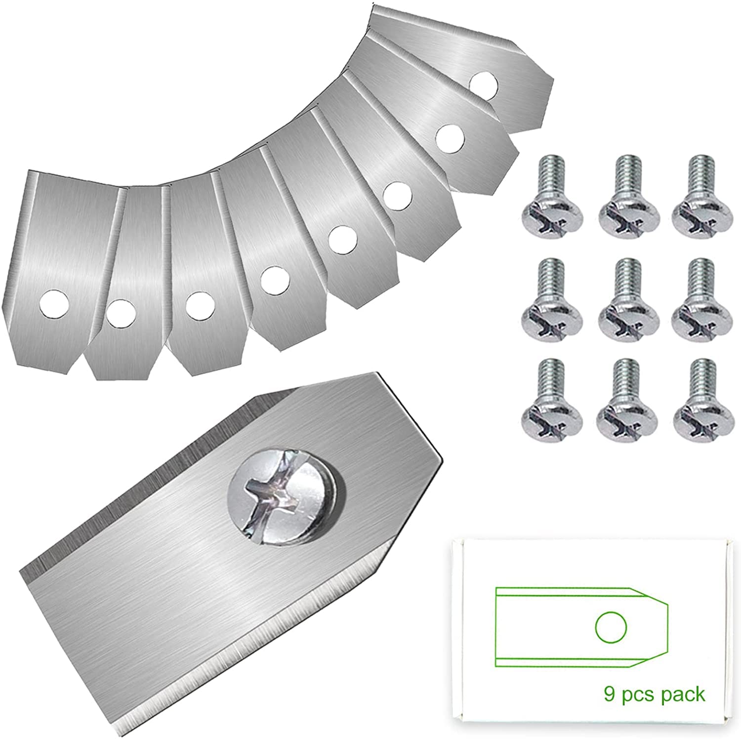 AMZSEA Replacement Mower Blades Compatible with All Husqvarna Automower/Gardena Robotic Lawnmowers (35x18x0.75mm) (9PCS, Silver)