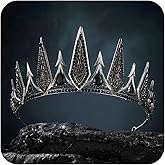 SWEETV Gothic Crowns for Women, Queen Crown Tiara, Witch Crown Headband Cos-play Hair Accessories for Costume Halloween Prom Party