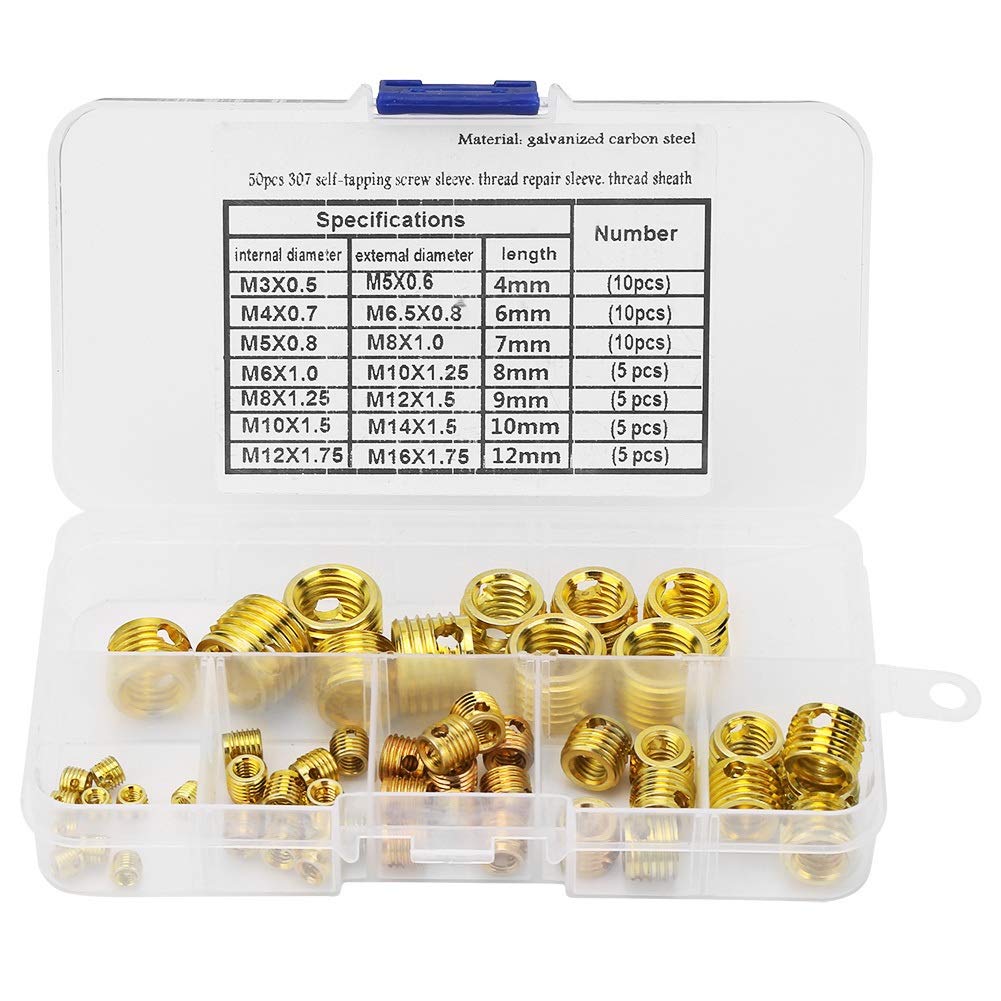 Samfox Thread Repair Sleeve - 50Pcs High Strength Screw Sleeve Thread Repair Insert Kit Set (307)