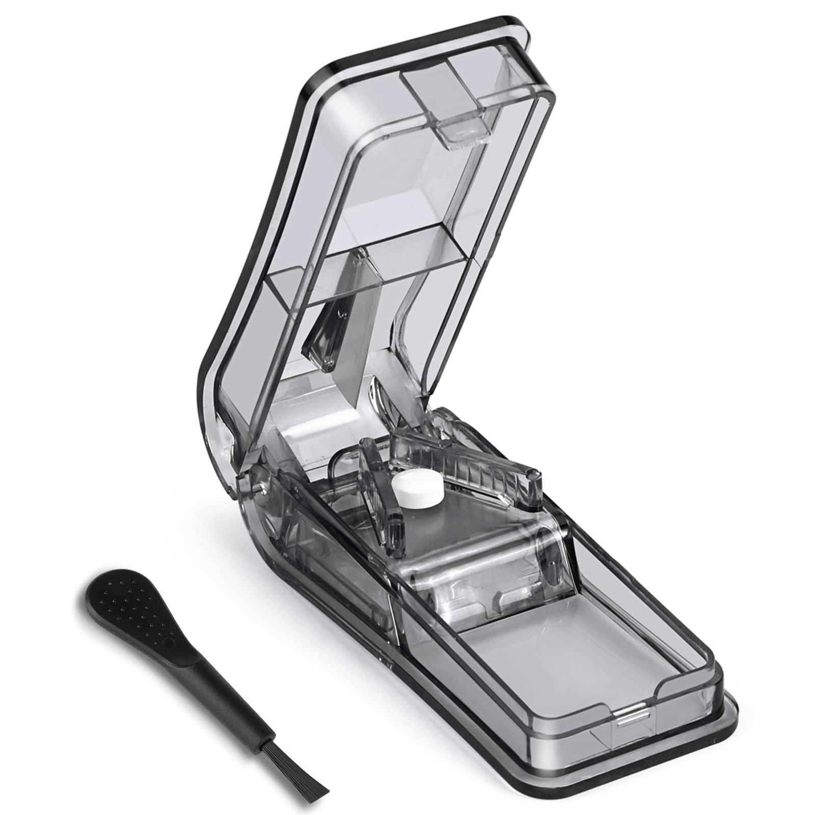 Opret Pill Cutter, Pill Splitter with Blade for Small Pills Large Pills Cut in Half Quarter for Tablet Vitamin Medicine (Black)