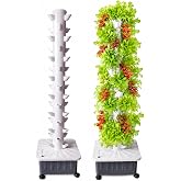 TIRUSS Vertical Hydroponic Grow Tower Aeroponic Tower for Herbs, Fruits and Vegetables 15 Layer 45 Plants Sites with Movable Water Tank Hydrating Pump, Timer, Adapter (45 Pots)