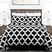 Italian Luxury Quatrefoil Duvet Cover Set - 3-Piece Ultra Soft Double Brushed Microfiber Printed Cover with Shams - Full/Queen - Black/White