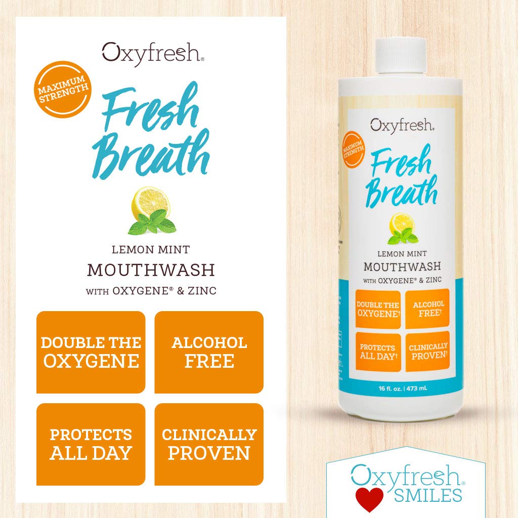 Oxyfresh Lemon Mint Mouthwash Oxygene & Zinc 1 bottle 16oz Alcohol