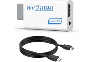 Wii to HDMI Converter, Wii to HDMI Adapter 1080p with 5ft High Speed HDMI Cable & 3.5mm Audio Jack&HDMI Output Supports All W