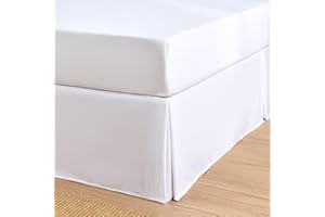 Cottington Lane Luxury Pleated Bedskirt Queen Size 18 Inch Drop Split Corners, Hotel Luxury 1800 Ultra-Soft Tailored Drop Box Pleated Styling Dust Ruffle, Classic & Clean Look, White