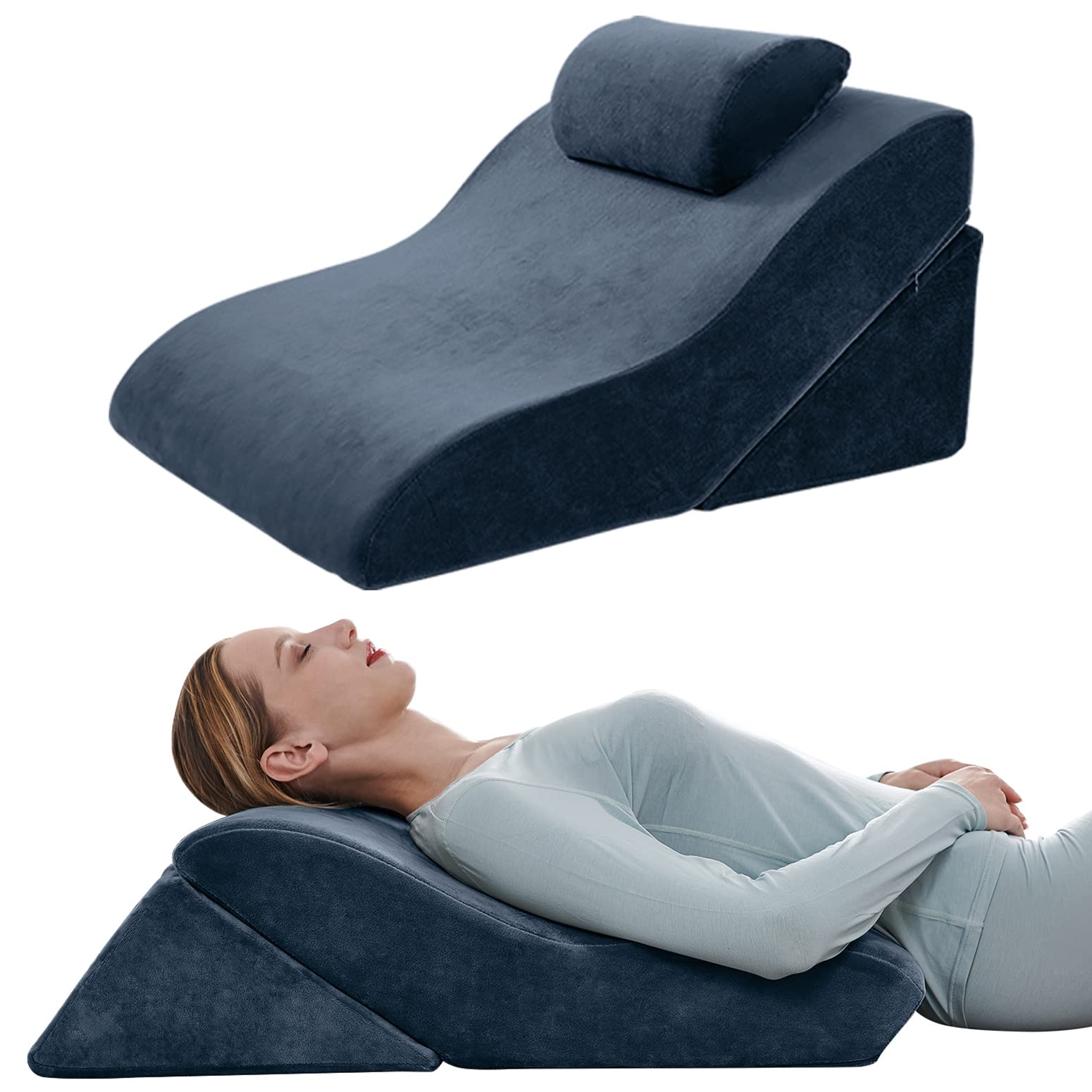 Photo 1 of Axelrod Bed Wedge Pillow Set Foam | Adjustable Pillows for Back, Leg and Knee Pain Relief | Post Surgery Ortho Pillow – Anti Snoring, Heartburn, Acid Reflux & GRED Indigo