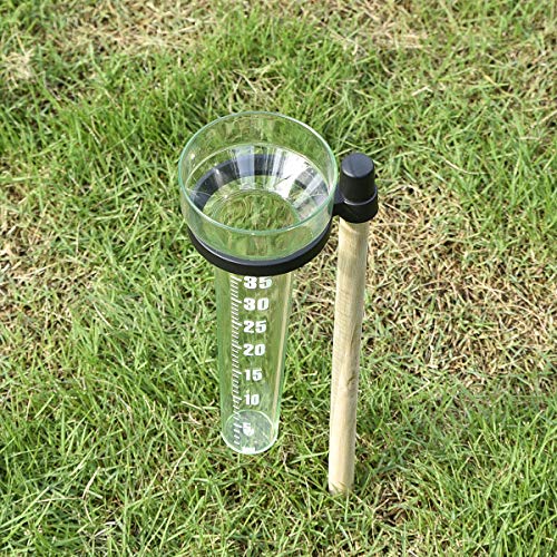TBWHL Rain Gauge Outdoor Garden Stake for Yard - Home Wooden and Glass Gauge for Precipitation