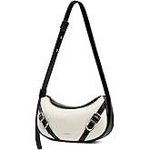 LAFESTIN Women's Leather Crossbody Bag - Adjustable Strap Purse with Zipper, Trendy Crescent Bag for Daily Use