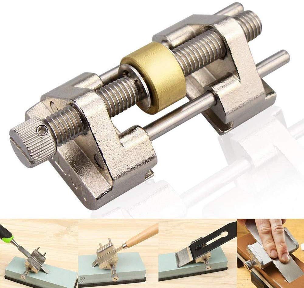Power Tool Knife Sharpener for Woodworking, Adjustable Angle Honing Guide with Brass Roller for Chisel, Planer Blade, Graver, Flat Chisel