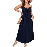 SHESTARR Women's Plus Size Summer Dress Spaghetti Strap Sleeveless Sweetheart Neck Swing A Line Maxi Long Dress