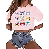 Magical Princess Bow Shirt Women Magic Kingdom Crop Top Cute Ribbons and Bows Family Holiday Casual Tee Tshirt