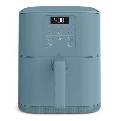 bella 6 Qt Slim Air Fryer, Fits-anywhere™ Kitchenware, EverGood™ Ceramic Nonstick Coating, Adjustable Temperature, 6 Preset Cooking Options, 60 Min Auto Shutoff w Audible Tone, 5lb Capacity, Surf