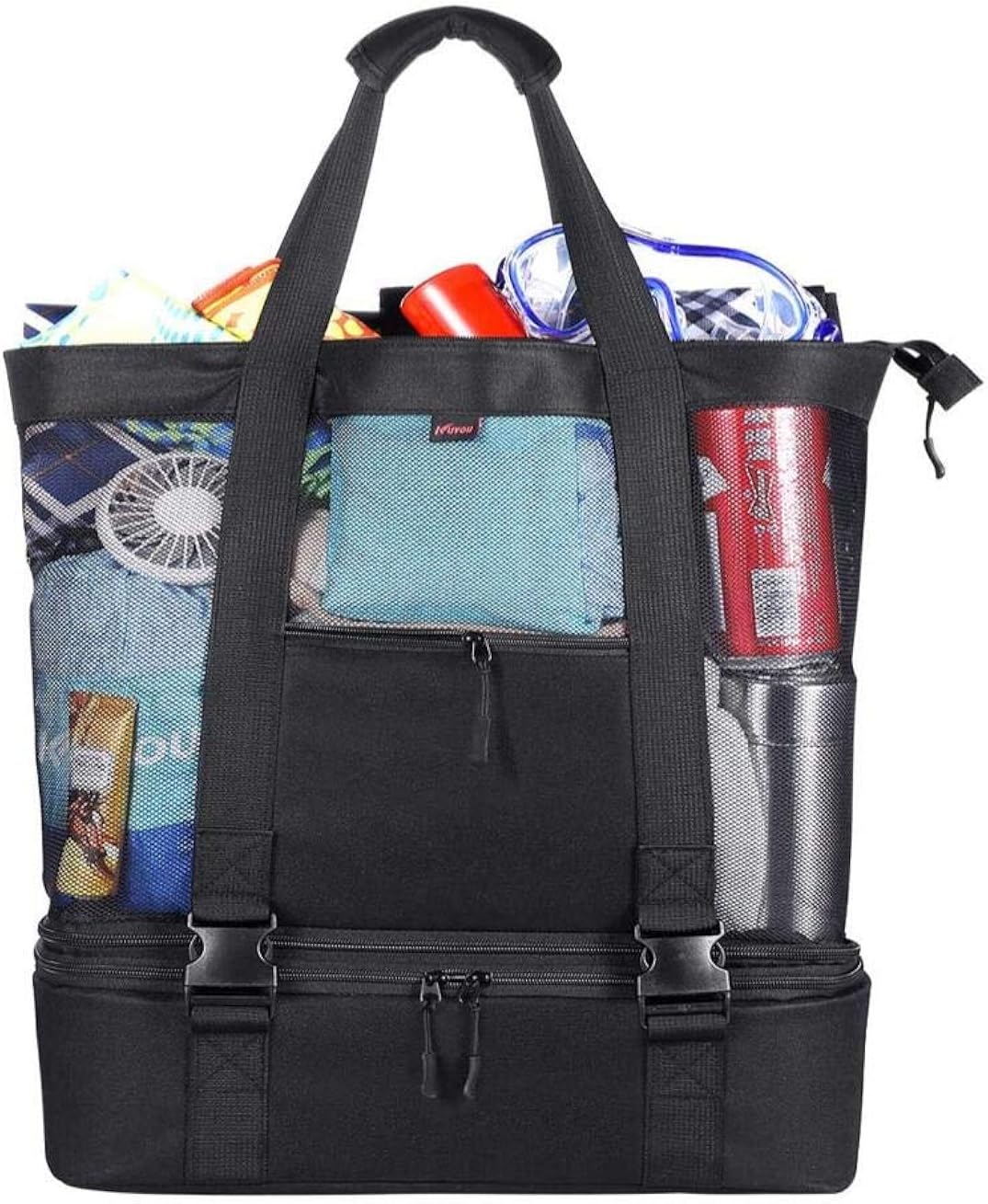 Mesh Beach Cooler Tote Bag Capacity Oversized Pockets