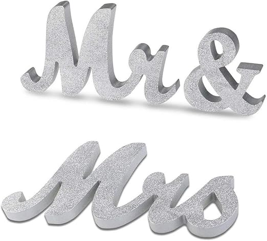 Amazon Com Ironbuddy Mr Mrs Sign Letters 3d Silver Wooden Letters