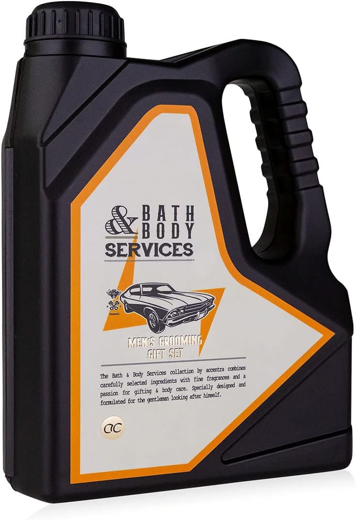 accentra Mens Oil Can Gift Box Set Shower Gel Soap