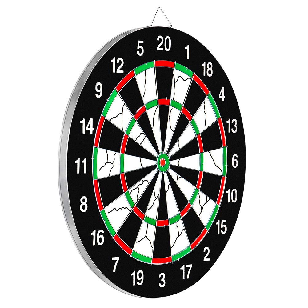 GYMAN 18 Inch Dartboard, Family Tournament Sized Dart Game Double Sided Dartboard Complete Set Official Size with 12 Steel Darts