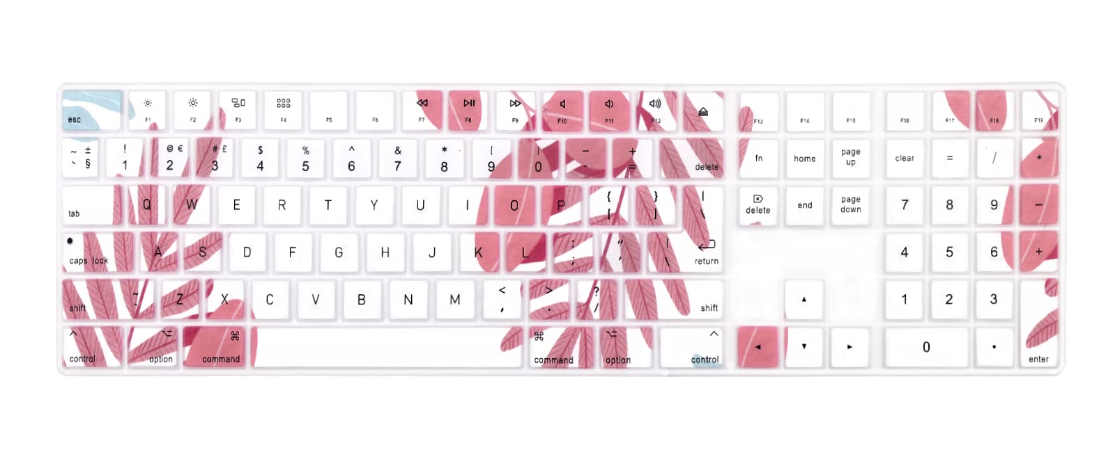 XHLWZR US/EU/UK Silicone Keyboard Cover Skin Protector for iMac Magic Keyboard with Numeric Keypad MQ052LL/A A1843 2017 2018 Release(USA and European Version) Layout Protective Skin,Water Plants