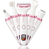 Electric Razors Shavers for Women, Bikini Trimmer 5 in 1 Electric Shaver Razor for Women Wet/Dry Face Razors for Face Nose Eyebrow Arms Armpit Legs Pubic Area Painless Facial Hair Removal