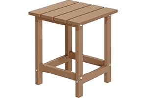 MUCHENGHY Adirondack Outdoor Side Table, 14.7" Patio Side Table Weather Resistant, HDPE Outdoor End Tables for Patio, Teak