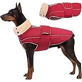 ASENKU Warm Dog Coat, Waterproof Dog Jackets for Large Dogs with Reflective Fleece Vest Turtleneck with Button,Windproof Cold Weather Coats for Small Medium Large Dogs, Red, 3XL