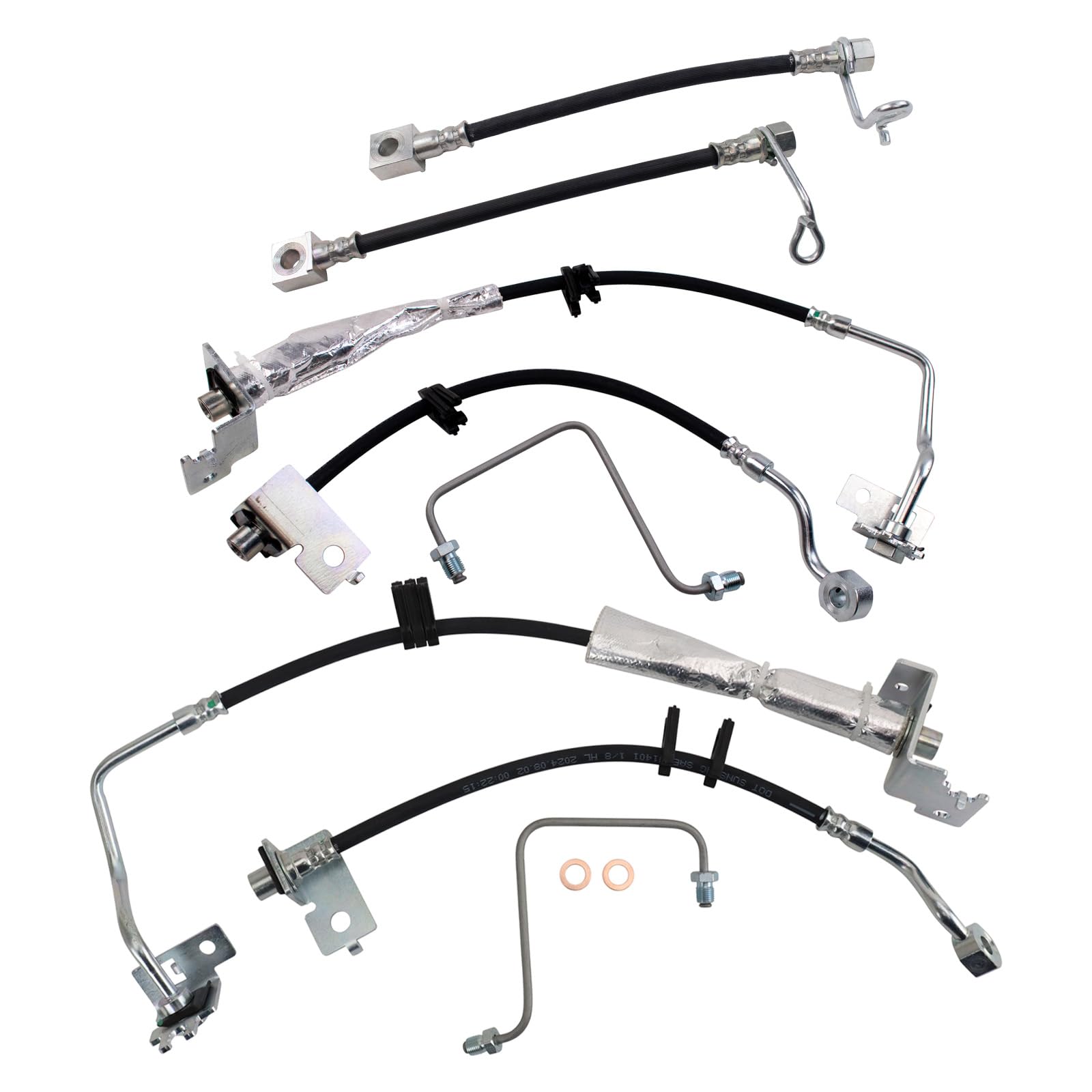 TRQ Front & Rear Brake Hose Set Compatible with