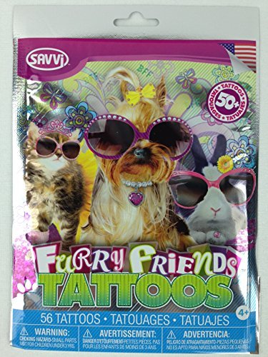 Savvi Furry Friends 50+ Temporary Tattoo Pack